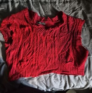 Stylish Red Cable Knit Sweater Vest